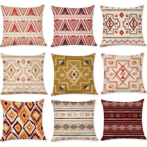 National Wind Pattern Geometric Diamond Throw Pillow Case Cushion Covers for Home Sofa Chair Decorative Pillowcases