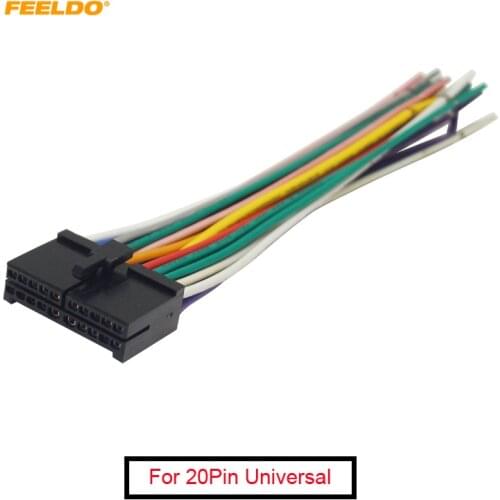 FEELDO 1Pc 20Pin Universal Aftermarket Car Head Unit DVD Stereo Radio Wiring Harness Cable Plug #AM2326