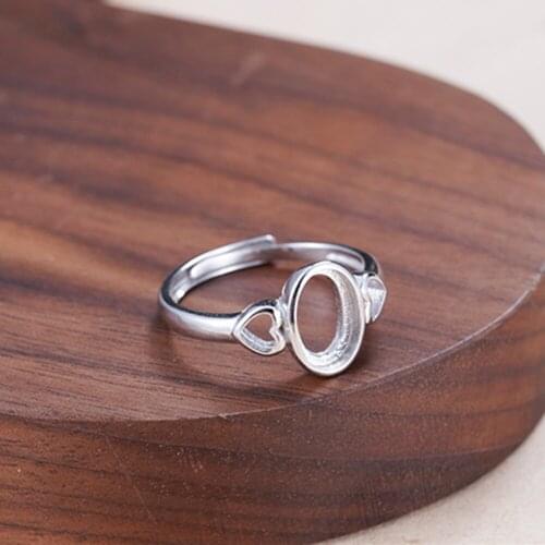 Ring Blank (6x9mm Oval Blank) Adjustable Sterling Silver Ring Base Long-Lasting White Gold Plated 925 Silver Ring Setting R957B