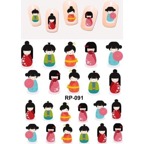 UPRETTEGO NAIL ART BEAUTY WATER DECAL SLIDER NAIL STICKER CARTOON CUTE JAPANESE TRADITIONAL KIMONO GIRL DOLLS RP091-096