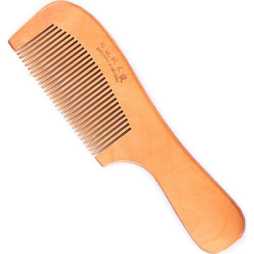 Laser Etched LOGO Peach Wood Hair Comb Beard Combs Anti Static Wooden Comb for Advertising Gifts LX8003