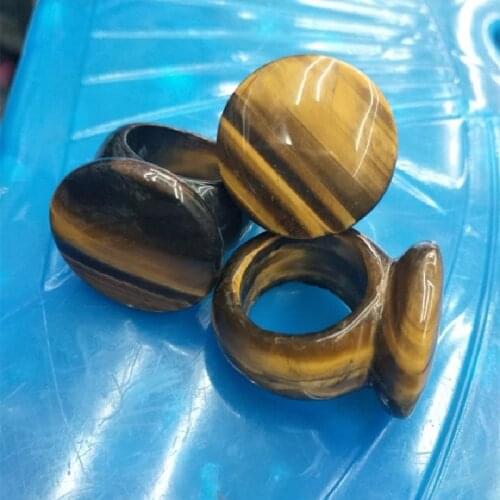 1PC Mens Rings Nature Tiger Eye Gem Stone Beads Inner Hole 16MM DIY Fashion Jewelry For Party Wearrings