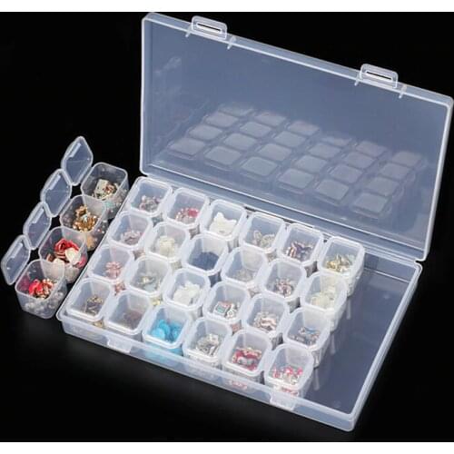 28 Slots Adjustable Plastic Storage Box Storage Box box for jewelry Diamond Embroidery Craft Bead Pill Storage Tool