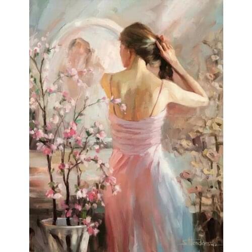 DIY 40X50 Oil Painting By Numbers Beautiful girl combing hair paint by numbers On Canvas Home Decor Digital Painting chrismas
