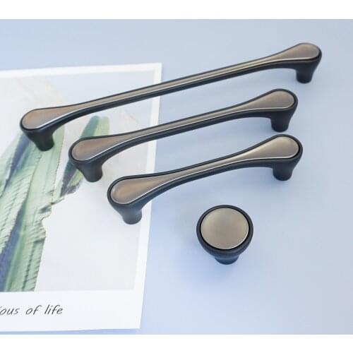 3.78'' 5'' 7.56'' Zinc Alloy Modern Furniture Hardware Black Handles for Cabinet and Drawer Round Wardrobe Indoor Pulls