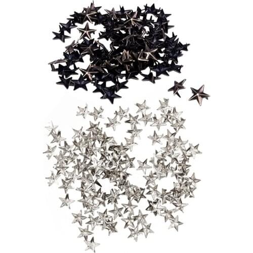100 x Silver Star Rivets for Bag/Shoes/Gloves 10mm & 100X Bronze Rivets Applies 15mm Star Rivets Bag / Shoes / Gloves