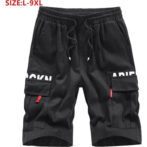 Cargo Shorts Men Cotton Mens Summer Man Black Plus Size 6XL 7XL 8XL 9XL Loose Casual Male Pocket Elastic Blue Stretched Short