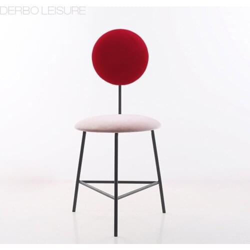 Modern Nice Design popular loft metal colorful double color velvet fabric Upholstered soft cover dining makeup stool chair 1PC