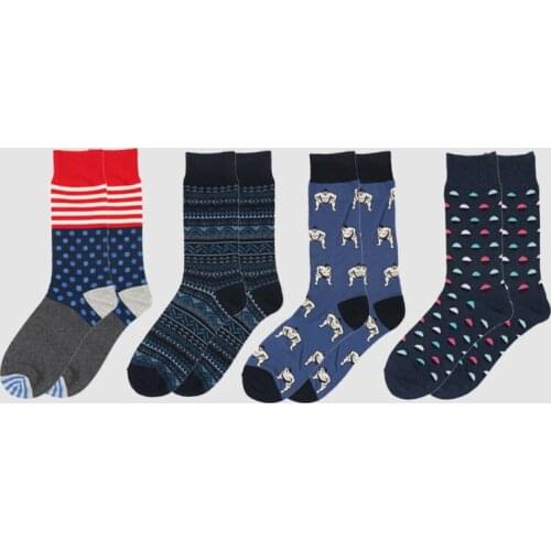 DONG AI sports cotton polyester mens socks new fashion pattern funny stitching sumo big man