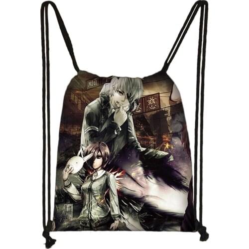 Anime Tokyo Ghoul Print Drawstring Bag Boys Girls Storage Bags Teenager Women Men Casual Backpack Kids Bookbag Travel Bags