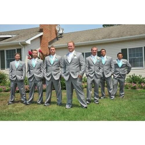 Light grey groom dress custom 2018 custom wedding suit man suit of the grooms suit,men suit jacket pants(jacket + pants + tie)