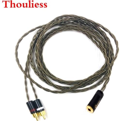 Thouliess HIFI 3.5mm Stereo Female to 2 RCA Male Cable Nordost Odin Siver Plated 3.5mm TRS to Double RCA Male Audio Aux Cable