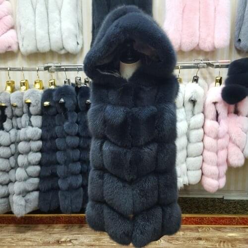 Now new brand natural fox fur vest hood thick fur high quality removable hood female fur coat vest