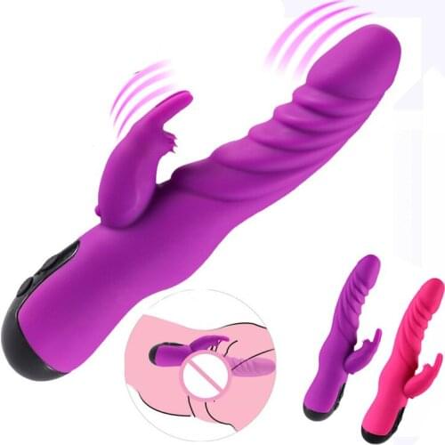 Rabbit Vibrator G-Spot Dildo Vibration Dual Stimulator Clitoris Massager Orgasm Powerful Masturbatio Sex Toys for Women
