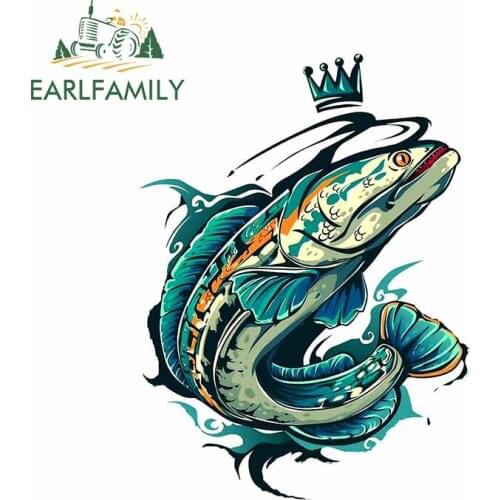 EARLFAMILY 13cm x 9.8cm for Fishing King Car Sticker Vinyl Waterproof Trunk Laptop Decoration Decal Graphics for Vehicle