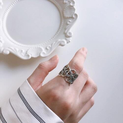 Boho Vintage Silver Color Large Circle Rings For Women Wedding Band Men Finger Rings Female Bohemian Jewelry Gifts