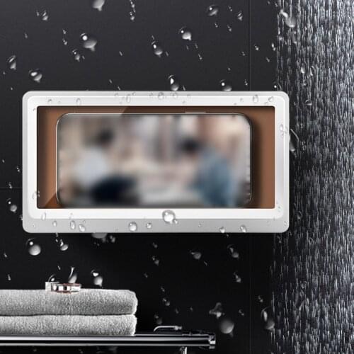 Waterproof Mobile Phone Box Wall-Mounted Touch Phone Case Mobile Phone Protective Cover Mobile Phone Holder Bathroom Household