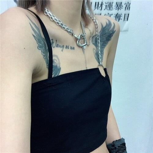 Harajuku Fashion Women Sexy Hot Summer Vest Crop para Top Cami Tank korean punk vintage black dark camisole accessory clothes