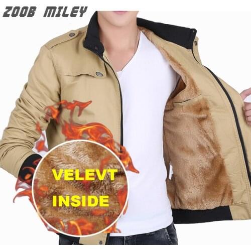 ZOOB MILEY Winter Men Jackets Long Sleeve Thick Fleece Inside Causal Warm Coats Plus Size M-3XL Fashion Outerwear