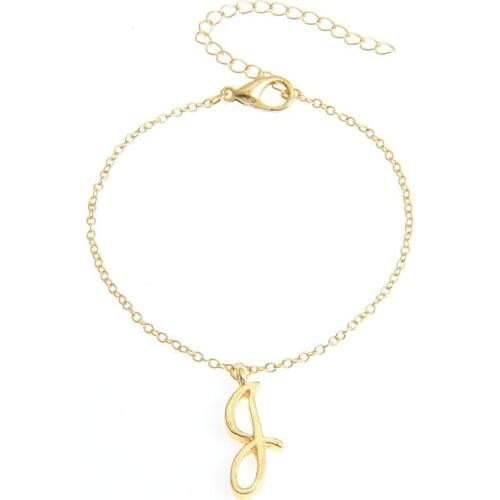 10PCS Small J Word Letter Bracelet Jewel Gift for Girls Monogram J Name Letter Chain Bracelet Jewelry Accessory