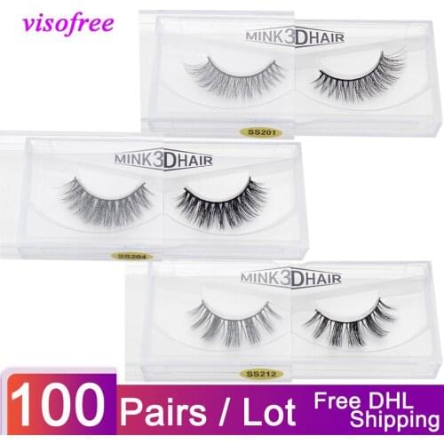 100 Pairs/Lot Wholesale Eyelashes Visofree Mink Lashes 3D Lashes Long Lasting Lashes Natural Lightweight Mink Eyelashes No Logo