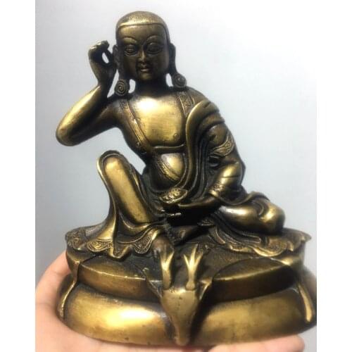 14cm Tibetan bronze PRIORITY MILAREPA buddha statue