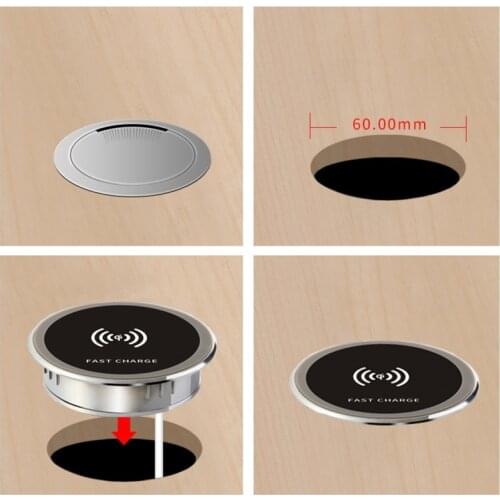 15W Quick Charger 3.0 Built in Desktop Device Qi Fast Embedded Wireless Charger 24BB