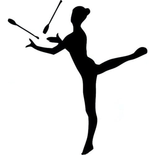 16.3CM*18CM Creative Sport Girl Gymnast Silhouette Vinyl Car Sticker Black/Silver S9-0492