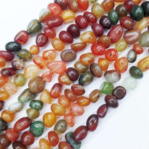 2 Strands 11x9mm Colourful Dragon Veins Agate Free Shape Loose Beads DIY Fashion Jeawelry Making Accessories Unisex 15.5"