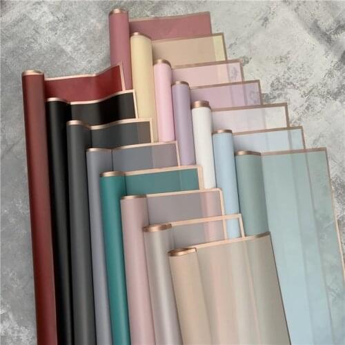 20Pcs Golden Frame Rose Jelly Film Flower Wrapping Paper DIY Korean Waterproof Style Florist Bouquet Gift Wrapping Material
