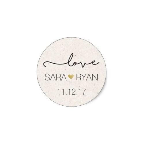 3.8cm Personalized "Love" Stickers-Wedding Favors Classic Round Sticker