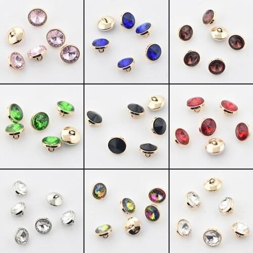 5 pcs/lot 9 colors round Acrylic Rhinestone Button Metal buttons for shirts Multicolor rhinestone buttons decorative buttons