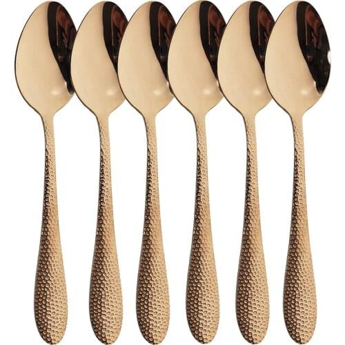 6Pcs Rose Dinner Spoon Cutlery 304 Stainless Steel Dinnerware Spoon Silverware Mirror 5 Color Tableware Kitchen Flatware