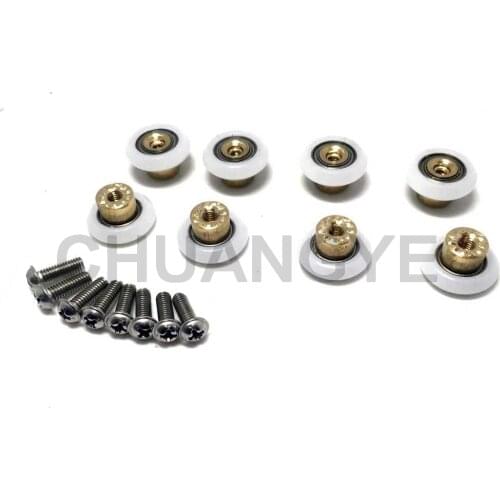 8PCS 19mm Copper Shower Door Wheels Rollers Runners with Screw