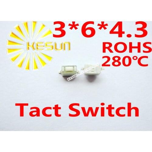 FREE SHIPPING 100PCS SMT 3X6X4.3MM Tactile Tact Push Button Micro Switch Momentary ROHS