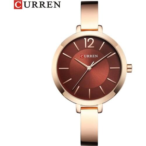 Curren Ultra Thin Rose Gold Women Watches Luxury Brand Unique Ladies Watches Waterproof Elegant Female Clock Relogio Feminino