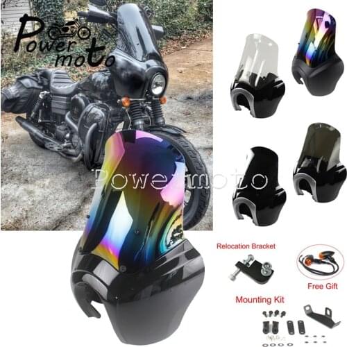 For Harley Dyna Headlight Fairing Front Light Mask Cowl w/Iridium Windshield 15" Low Rider Super Wide Glide Fat Street Bob
