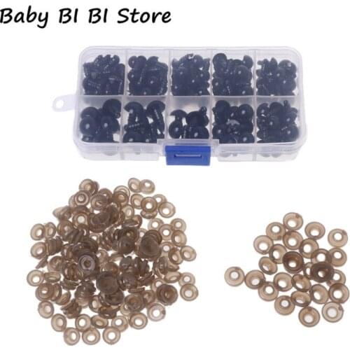160pcs 6-12mm Black Plastic Safety Eyes For Teddy Bear/Dolls/Toy Animal/Felting