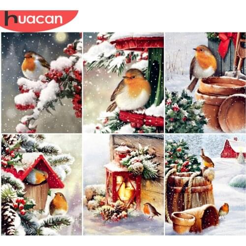 HUACAN Paint By Number Bird Animal Drawing On Canvas HandPainted Painting Art Gift DIY Pictures By Number Winter Kits Home Decor