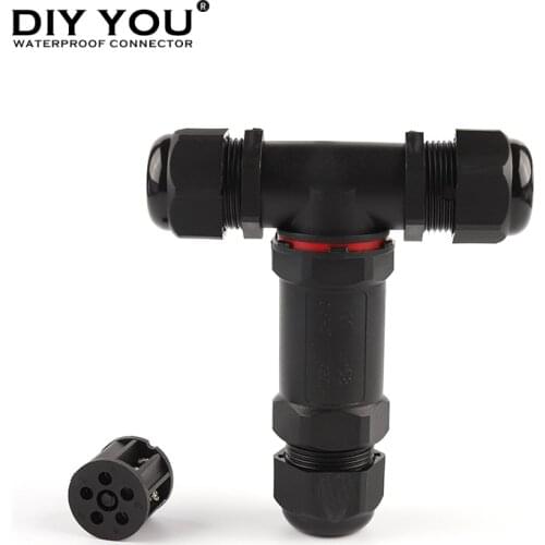 IP68 M25 T Type 6-16mm Waterproof Cable Connector 5 Pin Terminal Electrical Wire Screw Type Connector for Outdoor LED Light