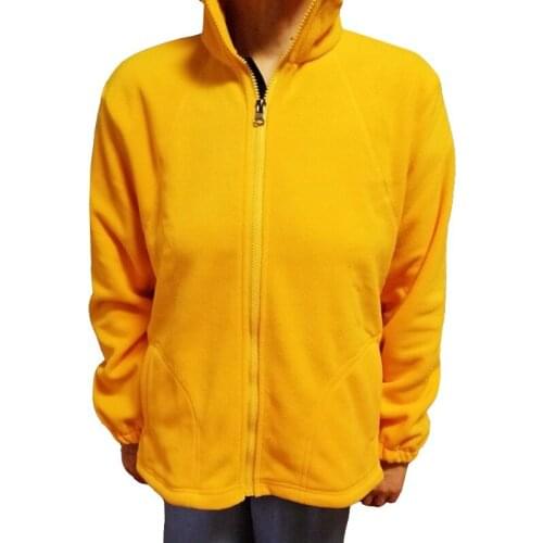 Exquisite Long Sleeve Grain Fleece Jacket For Women Hoody Spring Autumn Casual Zip-up Pocket Turtleneck Sweatshirt Yellow