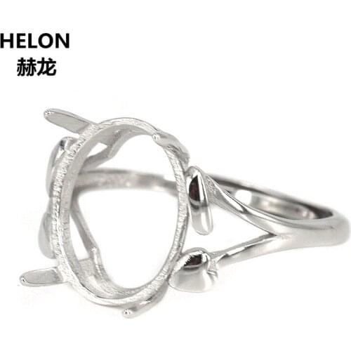 925 Sterling Silver Women Engagement Ring 10pcs/lot Wholesale 11x13mm Oval Cabochon Semi Mount Wedding Ring Fine Jewelry Setting
