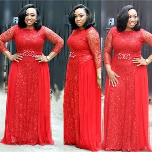 African Dress For Women Lace Round Neck Mid-sleeve Daily Party Evening Dress African Clothing Print Dashiki Ladies Clothing