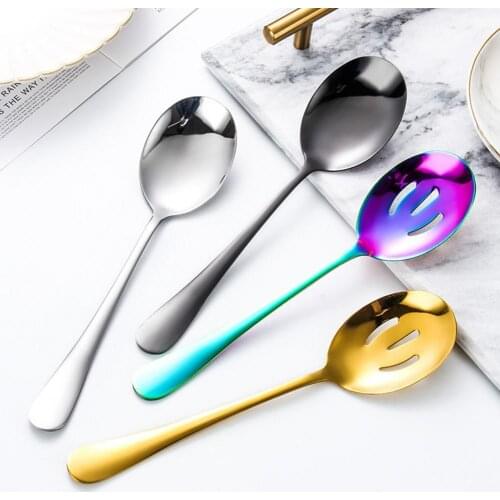 Colorful Stainless Steel Spoon Serving Colander Cutlery Tableware Accessories