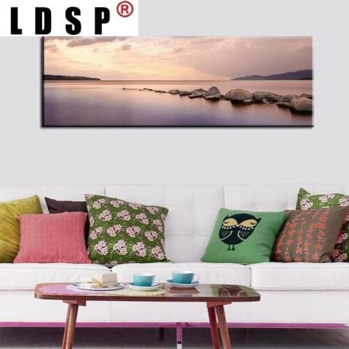LDSP Canvas Painting Modern Natural Sunset Stone Lake Landscape Posters Prints Wall Art Picture Living Room Cuadros Home Decor