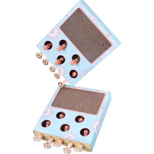 Legendog 1pc Cat Scratch Toy Interactive Corrugated Wooden Kitten Hunting Toy Pet Punch Game Pet Supplies Pet Accessories