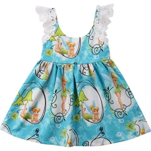 Summer Kids Baby Girls Lace Sleeveless Cartoon Party Pageant Tutu Dress Sundress Clothes Size 2-6T