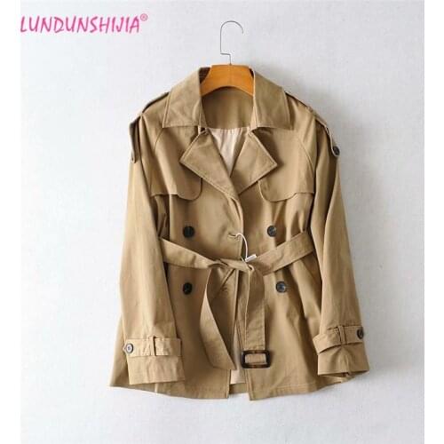 LUNDUNSHIJIA Women's Double Breasted Trench Coats