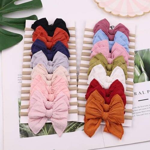 Cute Bowknot Baby Headband Turban Solid Color Newborn Baby Girls Elastic Hair Bands Soft Nylon Headwear Kids Hair Accessories