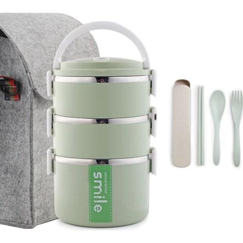 Multi Layer Stainless Steel Bento Box Leakproof Thermal Picnic Food Container with Bag Tableware Set Portable Lunch Box For Kids